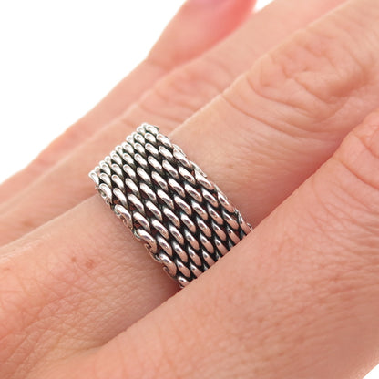 Tiffany & Co. 925 Sterling Silver Vintage Somerset Mesh Band Ring Size 7.75