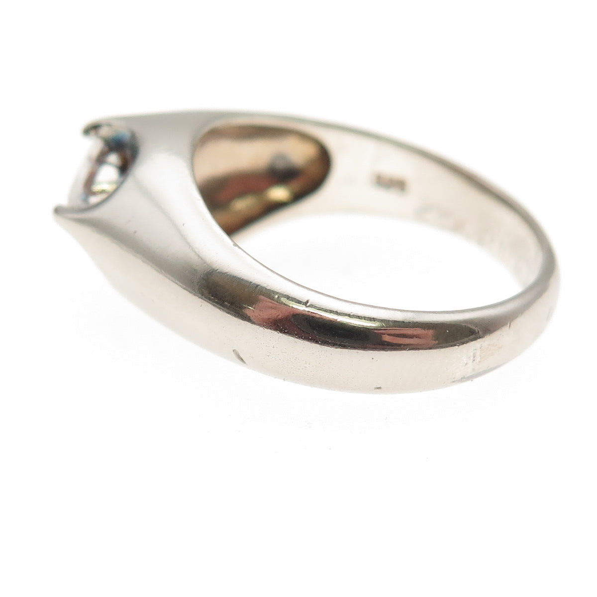 925 Sterling Silver Vintage Oval-Cut C Z Modernist Ring Size 9