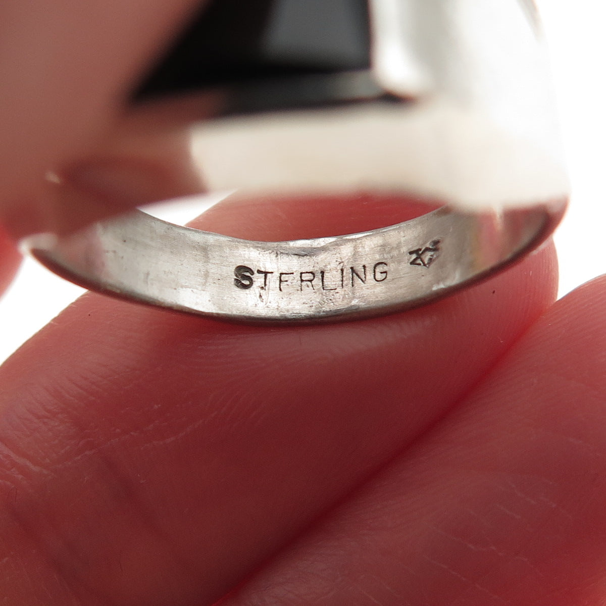 Vargas 925 Sterling Silver Antique Art Deco Real Black Onyx Signet Ring Size 9