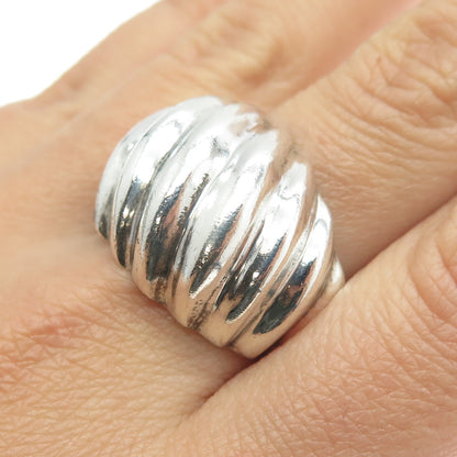 925 Sterling Silver Vintage Mexico Ribbed Ring Size 10.5