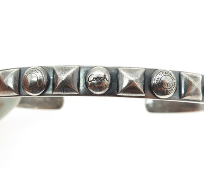 COACH 925 Sterling Silver Vintage Logo Adjustable Cuff Bracelet 6.75"