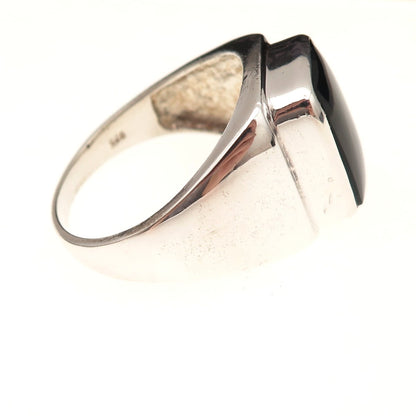 925 Sterling Silver Vintage Real Black Onyx Ring Size 14.25