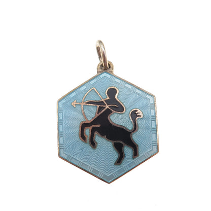 David Andersen Sterling Gold Plated Vintage Norway Enamel Sagittarius Pendant
