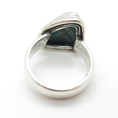 925 Sterling Silver Vintage Real Kingman Turquoise Shark Fin Ring Size 8.25