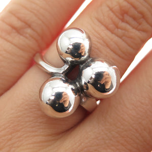 925 Sterling Silver Vintage Modernist Beaded Oxidized Ring Size 5.75