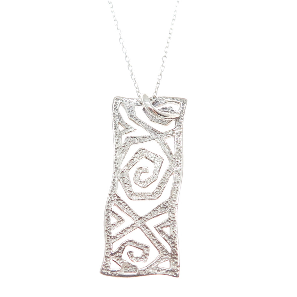 925 Sterling Silver Modernist Spiral Bar Cable Chain Necklace 18"