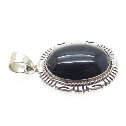 AL YAZZIE NAVAJO Old Pawn 925 Sterling Silver Southwestern Black Onyx Pendant