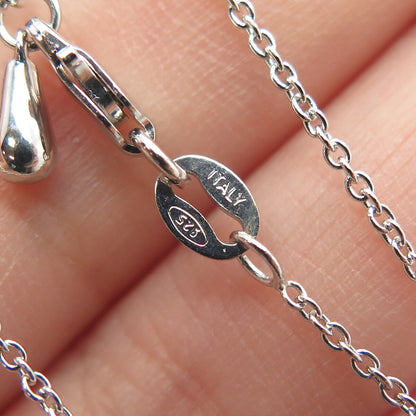 925 Sterling Silver Italy Round & Emerald-Cut C Z Rolo Chain Necklace 18"