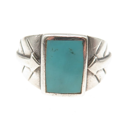 Old Pawn Sterling Silver Vintage Southwestern Turquoise Arrow Ring Size 11.75