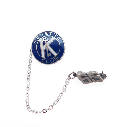 BATES & KLINKE Sterling Silver Vintage 1965 Enamel Keyette Club Double Chain Pin