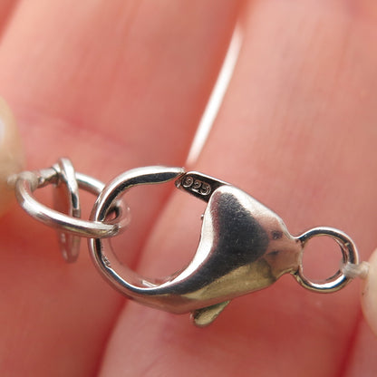 LUCAS LAMETH 925 Sterling Silver Vintage Real Baroque Pearl Beaded Necklace 24"