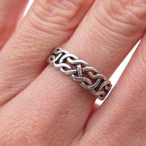 Peter Stone Sterling Silver Vintage Celtic Love Knot Oxidized Band Ring Size 7