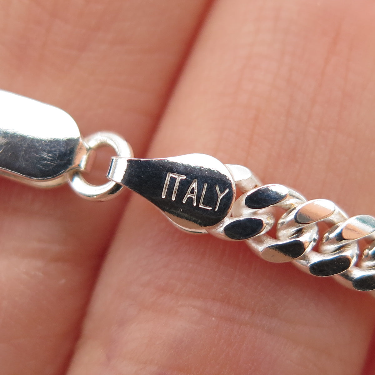 925 Sterling Silver Vintage Italy Cuban Link Bracelet 8"