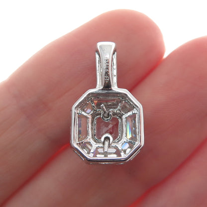 UNCAS 925 Sterling Silver Asscher & Tapered Baguette-Cut C Z Minimalist Pendant