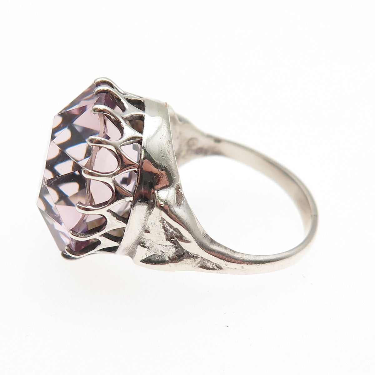 Dolan & Bullock 925 Sterling Antique Art Deco Lavender Rhinestone Ring Size 4.5