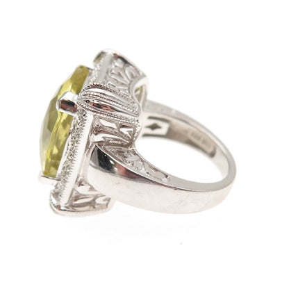 925 Sterling Silver Real Lemon Quartz Ring Size 6