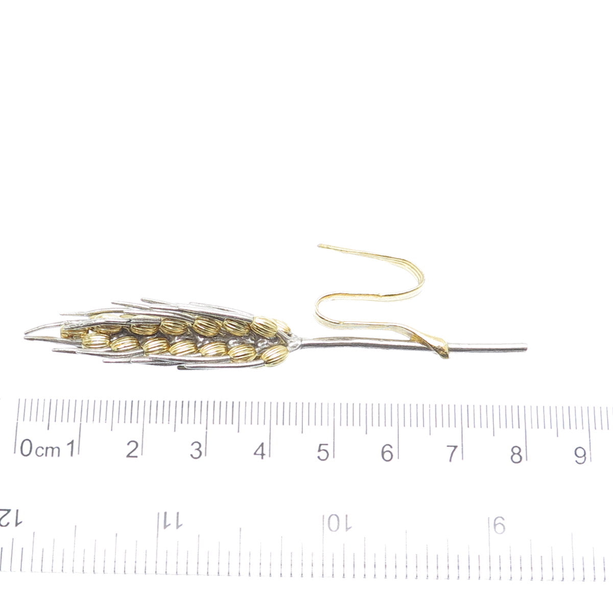 925 Sterling Silver 2-Tone Vintage Italy Ear of Wheat Miniature