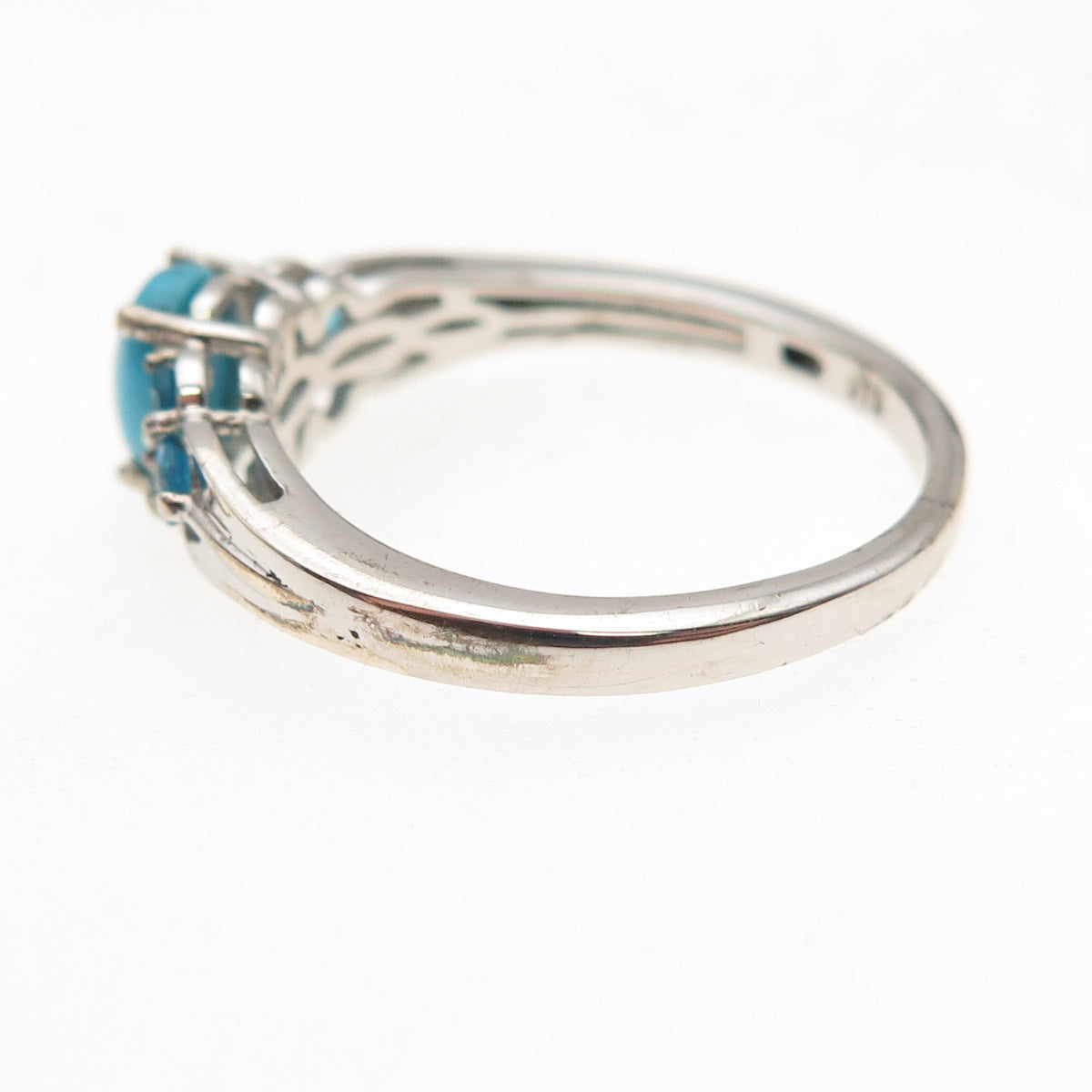 Chuck Clemency 925 Sterling Silver Real Turquoise & Apatite Ring Size 8.25