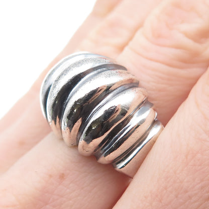LARREY 925 Sterling Silver Vintage Mexico Modernist Dome Oxidized Ring Size 8.75