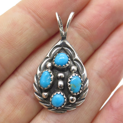 RANDALL ENDITO NAVAJO Old Pawn 925 Sterling Silver Real Bisbee Turquoise Pendant