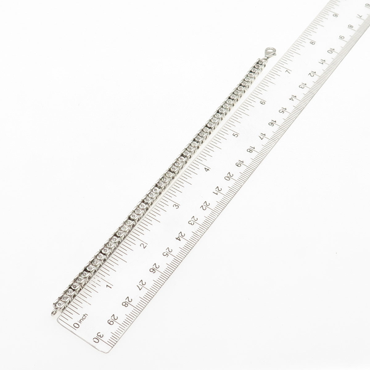 925 Sterling Silver Real Round-Cut Diamond Tennis Link Bracelet 7"