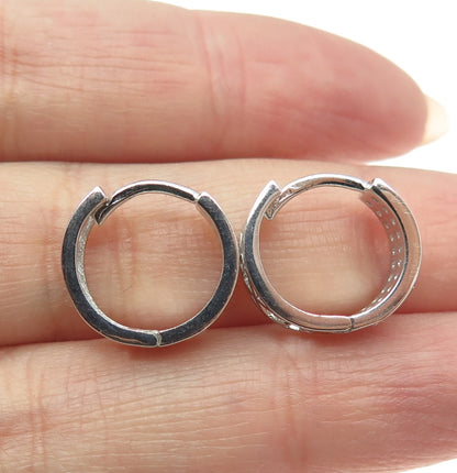 925 Sterling Silver Round-Cut C Z Hoop Earrings
