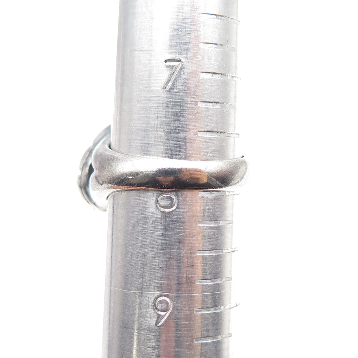 925 Sterling Silver Vintage Modernist Nugget Heart Oxidized Ring Size 8