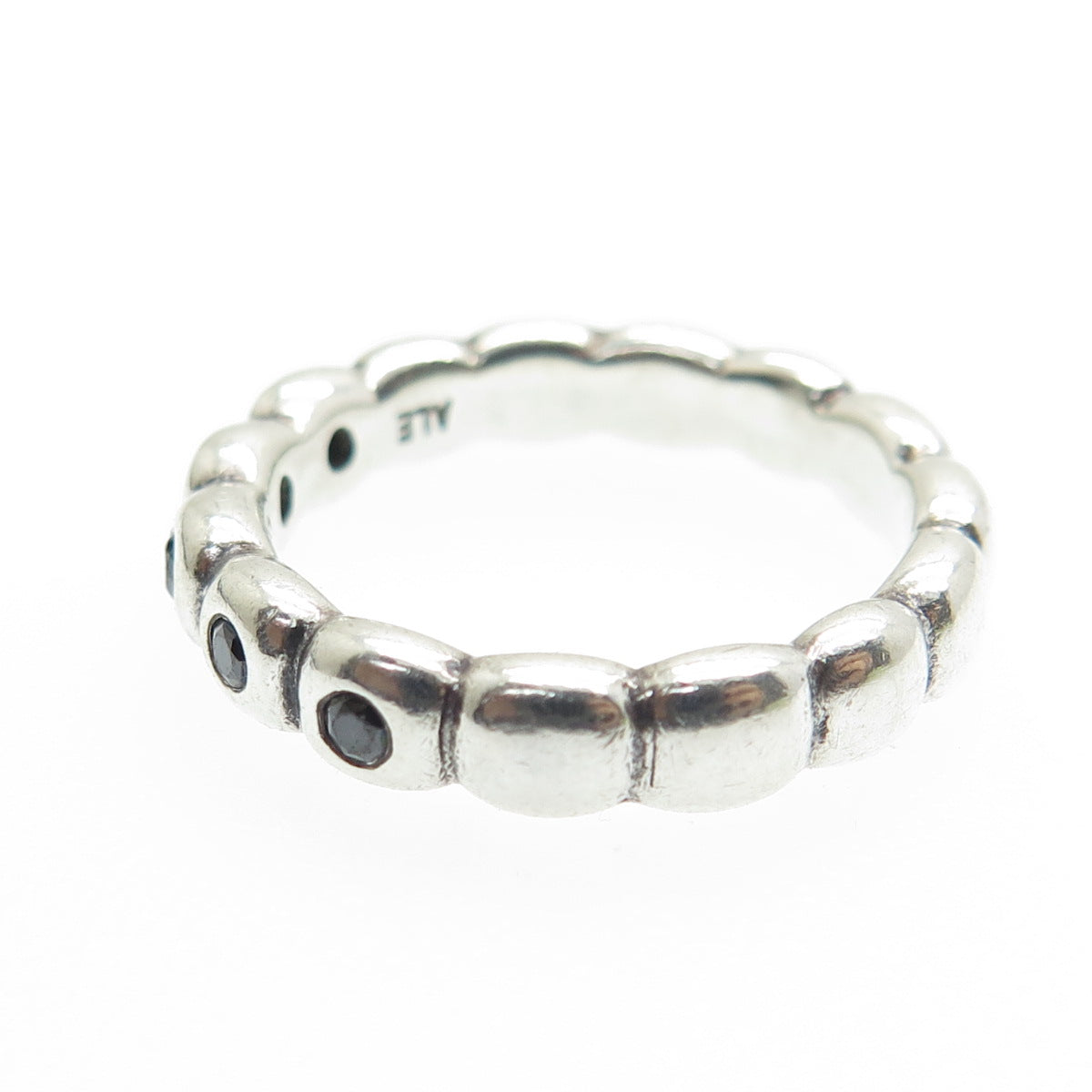 PANDORA 925 Sterling Silver Real Black Spinel Ring Size 7.25