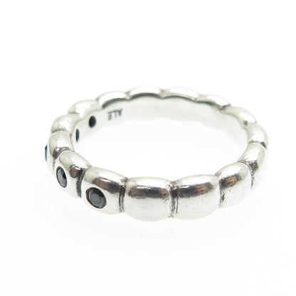 PANDORA 925 Sterling Silver Real Black Spinel Ring Size 7.25