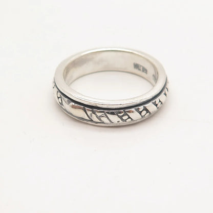 925 Sterling Silver Vintage Dots Rotating Band Ring Size 10.25