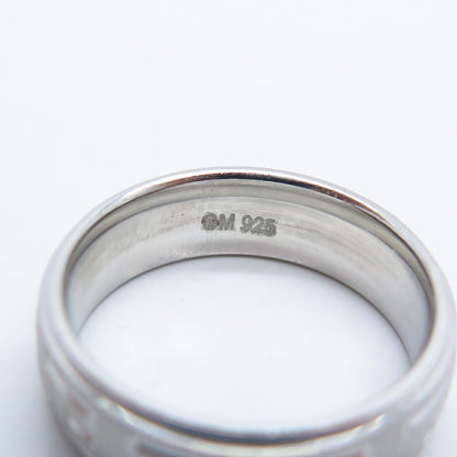 925 Sterling Silver Greek Maze Band Ring Size 5.75