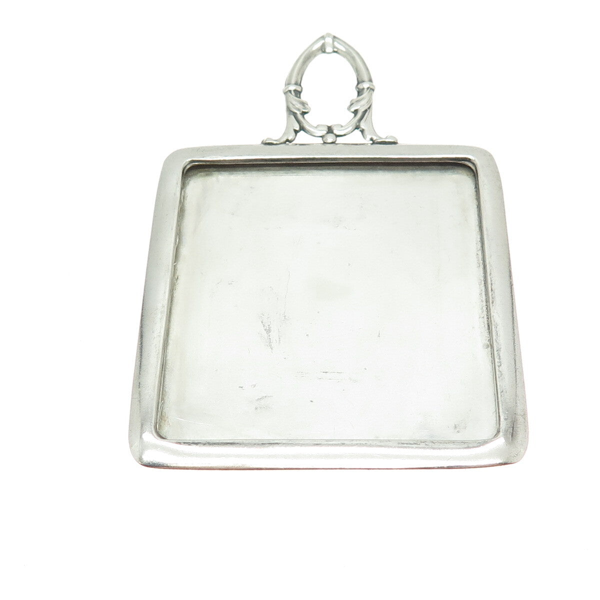 925 Sterling Silver Antique Art Deco Enamel Lady & Dog Mirror Frame