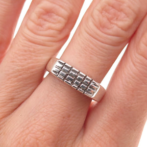 925 Sterling Silver Vintage Striped Oxidized Signet Ring Size 6.5
