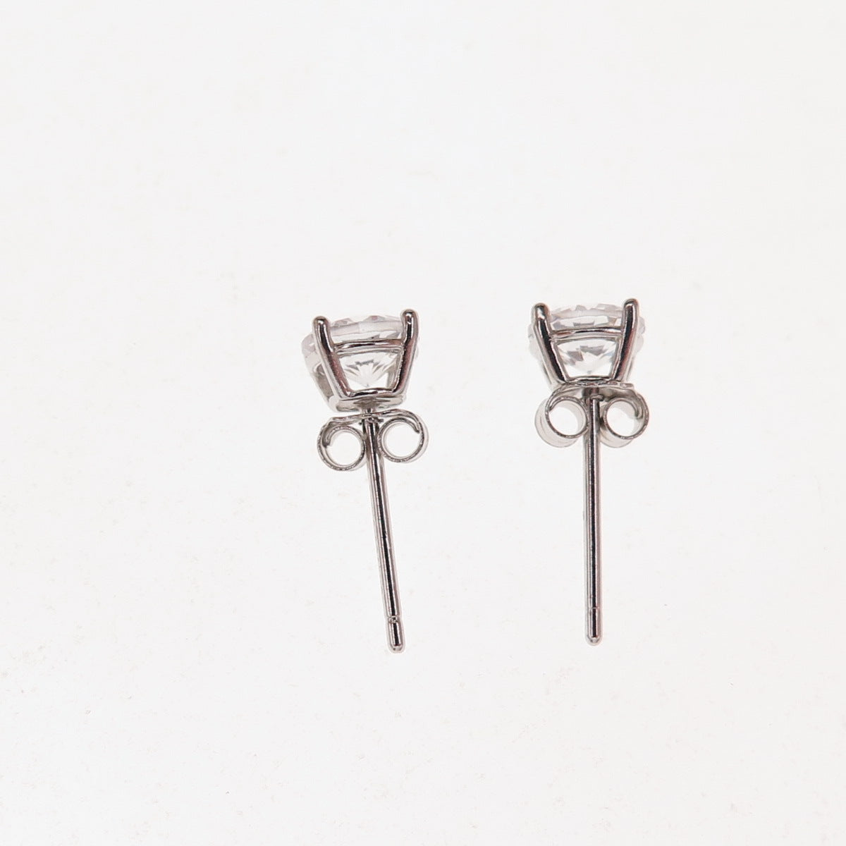 925 Sterling Silver Round-Cut C Z Stud Earrings