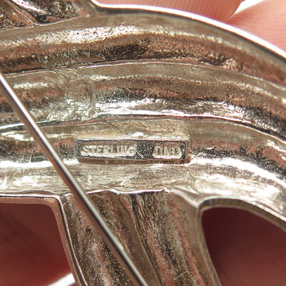 925 Sterling Silver Vintage Ribbed Braided Pin Brooch