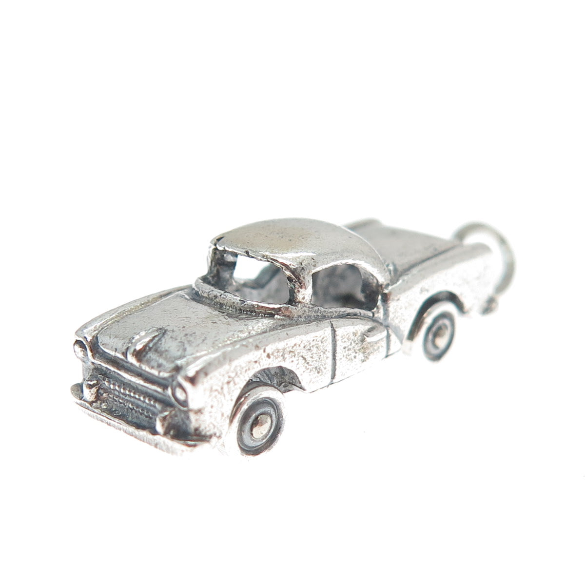 BEAU 925 Sterling Silver Vintage Retro Car Oxidized 3D Charm Pendant