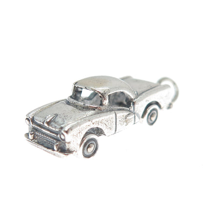 BEAU 925 Sterling Silver Vintage Retro Car Oxidized 3D Charm Pendant