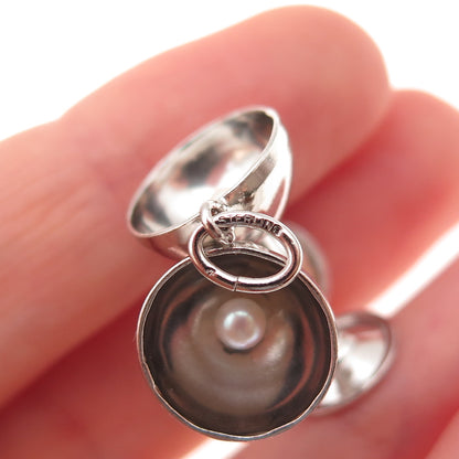 Art's Elegance 925 Sterling Silver Vintage Crossed Wine Glasses Charm Pendant