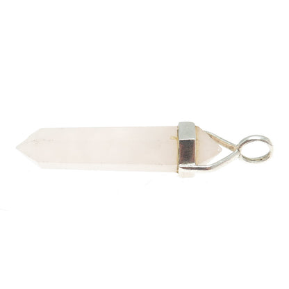 925 Sterling Silver Vintage Real Rose Quartz Amulet Pendant