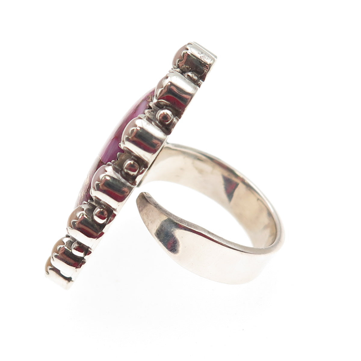 925 Sterling Silver Vintage Real Pink Mohave Turquoise Conch Shell Ring Size 9.5