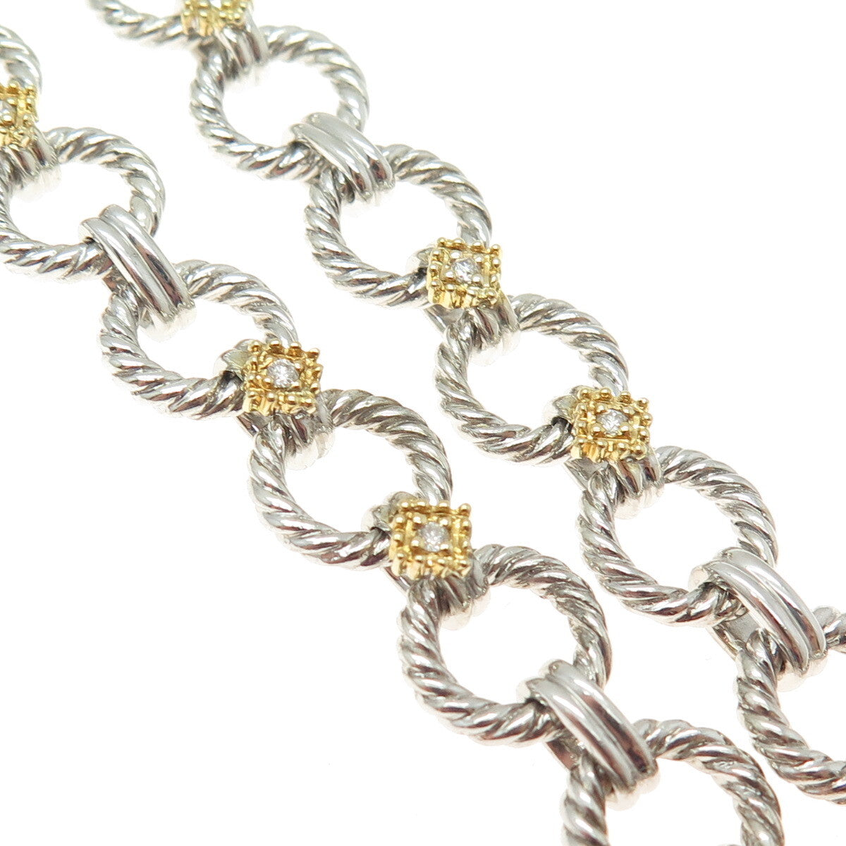 DANWAK 18K Gold Sterling 13 Diamond 0.19ct & Green Amethyst 10.88ct Necklace 16"