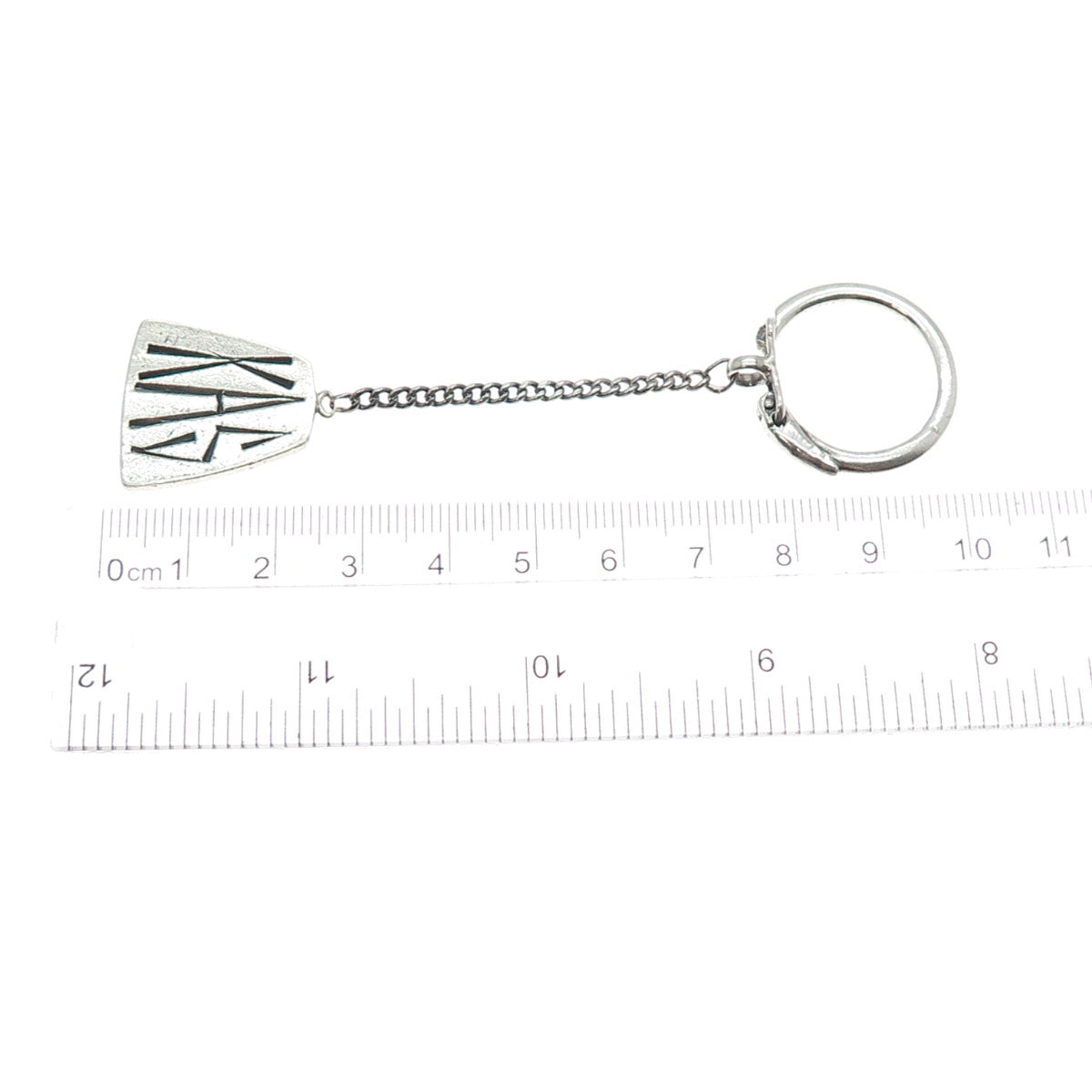 925 Sterling Silver Vintage KAS Monogram Key Fob Chain Ring