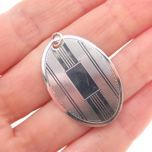 925 Sterling Silver Vintage Engravable Oval Tag Charm Pendant