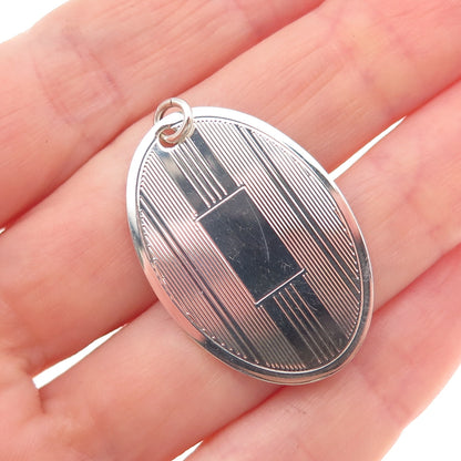 925 Sterling Silver Vintage Engravable Oval Tag Charm Pendant