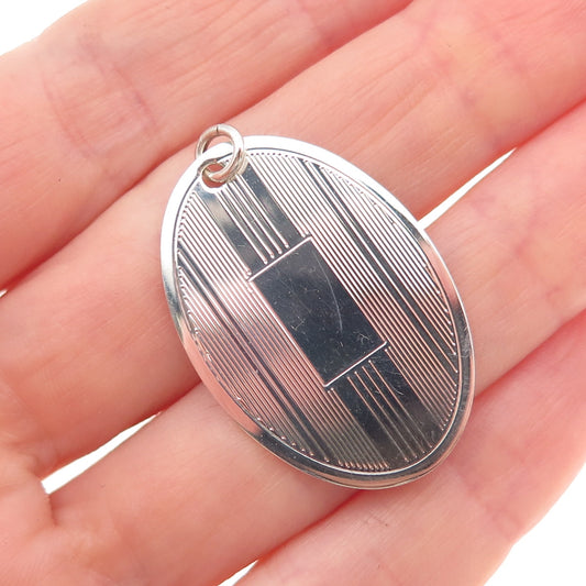 925 Sterling Silver Vintage Engravable Oval Tag Charm Pendant