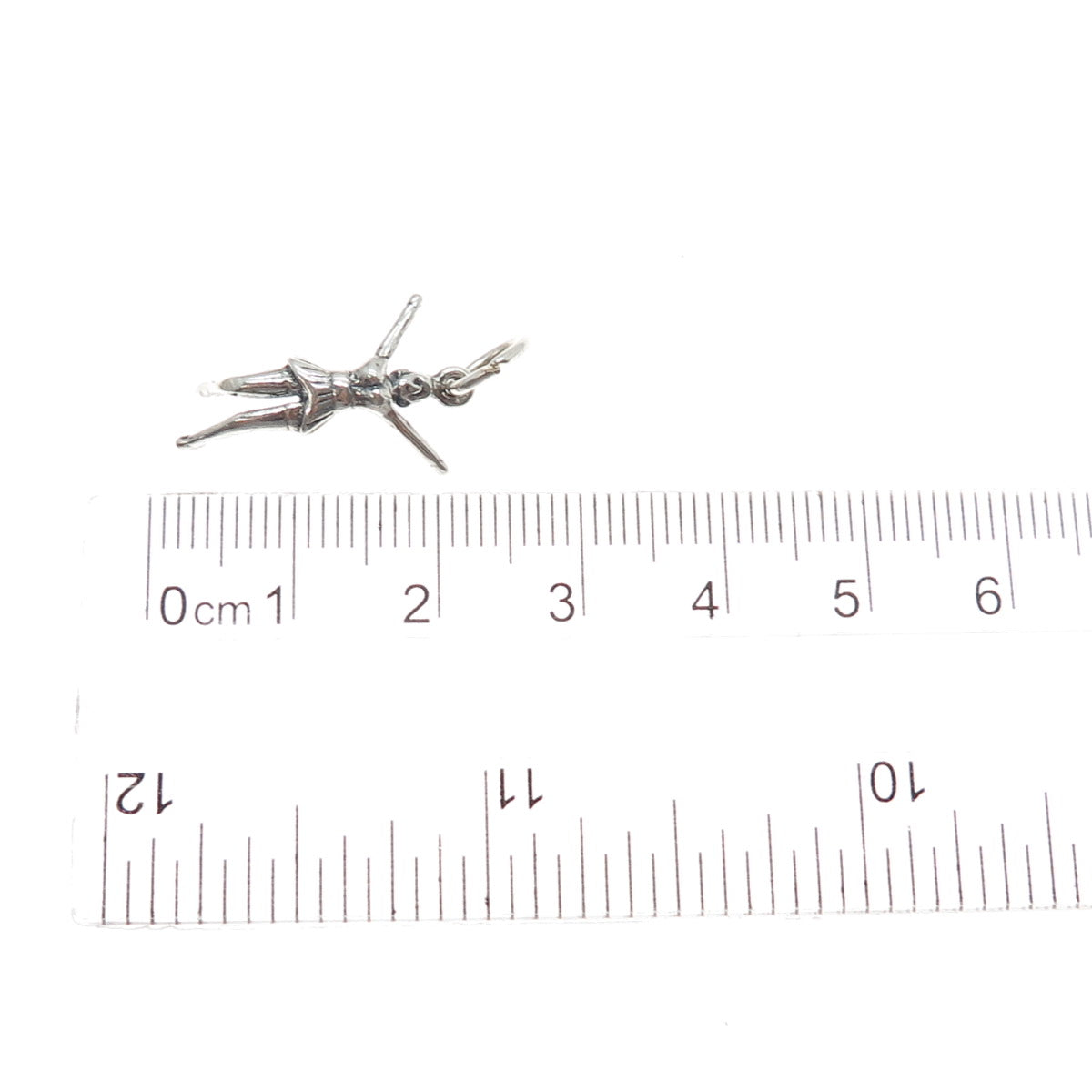 925 Sterling Silver Vintage Cheerleader Minimalist 3D Charm Pendant