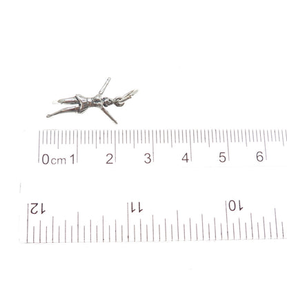 925 Sterling Silver Vintage Cheerleader Minimalist 3D Charm Pendant