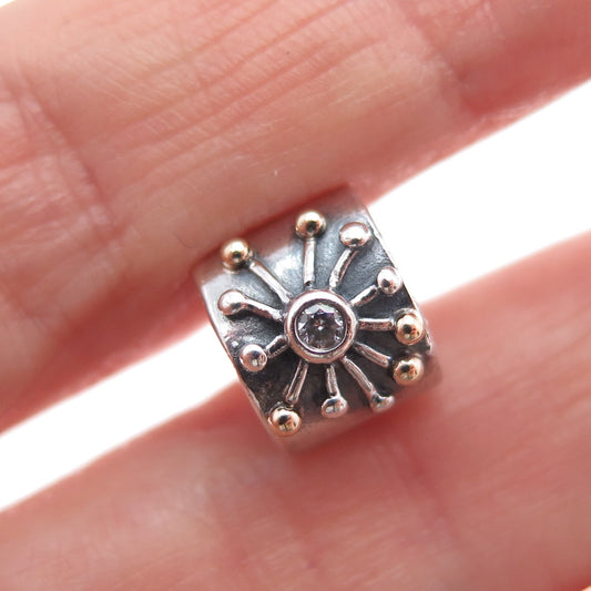 PANDORA 925 Sterling Silver & Gold C Z Desert Star Slide Bead Charm