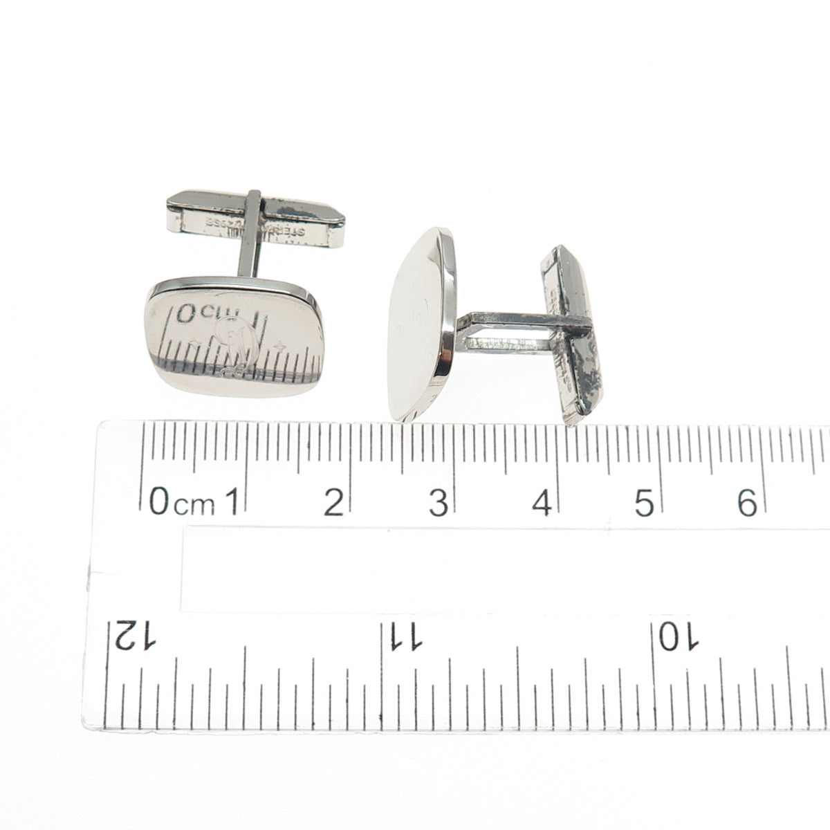 925 Sterling Silver Vintage Engraved Letter G Initial Cufflinks