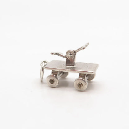 925 Sterling Silver Vintage Hand Trolley Movable Charm Pendant